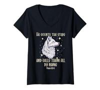 Femme He Counts The Stars and Calls Them All by Name Arctique Loup T-Shirt avec Col en V