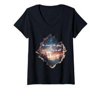 Femme He Counts The Stars Psalm 147:4 Étoiles T-Shirt avec Col en V