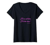 Femme He Has Risen Verse Bible Women Luke Scripture God Female Her T-Shirt avec Col en V