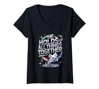 Femme He Hold All Things Together Colossians 1:17 T-Shirt avec Col en V