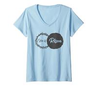 Femme He is Risen - Jesus Christ Resurrection Easter & Passover T-Shirt avec Col en V