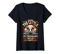 Femme He Own The Cattle on A Thousand Hills Bible Gateway Psaume 50 T-Shirt avec Col en V