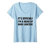Femme Head Of Hair Briquet pour cheveux clairsemés Motif taches chauves T-Shirt avec Col en V