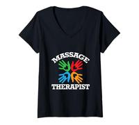 Femme Healing Hands of Therapy T-Shirt pour thérapeute de Massage T-Shirt avec Col en V