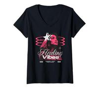 Femme Healing Vibes - Y2K Streetwear T-Shirt avec Col en V