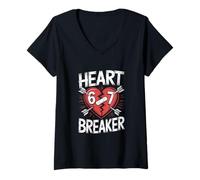 Femme Heart Breaker 67 SEIS Siete Skate Valentine Six Seven Meme T-Shirt avec Col en V