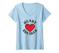 Femme Heart Breaker Retro Cœur Rouge Saint-Valentin Amour T-Shirt avec Col en V