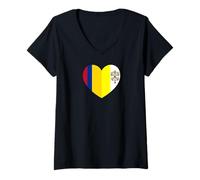 Femme Heart of Faith: Colombia and Vatican United T-Shirt avec Col en V