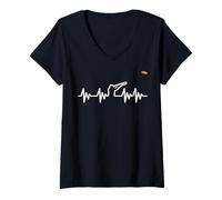 Femme Heartbeat Clay Skeet Pigeon Argile à Tirer pour Chasseur d'oiseaux Sports T-Shirt avec Col en V