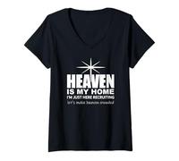 Femme Heaven is My Home Christian Make Heaven Crowded Jesus Faith T-Shirt avec Col en V