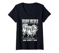 Femme Heavy Metals Bande de Chimie périodique des éléments T-Shirt avec Col en V