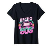 Femme Hecho en Los 80s Latino Rétro Vintage Mexico Espanol Pride T-Shirt avec Col en V