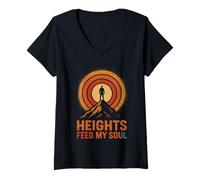 Femme Heights Feed My Soul Mountain Adventure Spirit T-Shirt avec Col en V