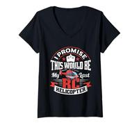 Femme Hélicoptère radiocommandé modèle I Promise Hélicoptère RC T-Shirt avec Col en V