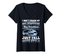 Femme Hélicoptère télécommandé avec télécommande « Don't Crash RC Helicopter » T-Shirt avec Col en V