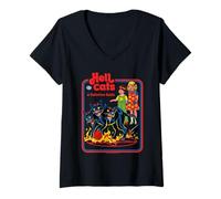 Femme Hell Cats Retro Vintage Funny Adult Humor T-Shirt avec Col en V