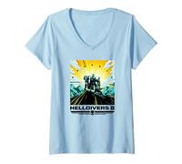 Femme Helldivers 2 Colorful Sony PlayStation Video Game Poster T-Shirt avec Col en V