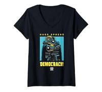 Femme Helldivers 2 PlayStation Video Game Hugs Spread Democracy T-Shirt avec Col en V