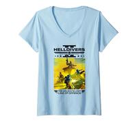 Femme Helldivers 2 The Galaxy's Last Line of Offence Video Game T-Shirt avec Col en V