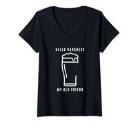 Femme Hello Darkness, Mon Vieil ami, Irish Stout Porter T-Shirt avec Col en V
