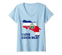 Femme Hello San José I Love Costa Rica Carte Drapeau Costa Rica Mama T-Shirt avec Col en V