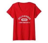 Femme Hell's Kitchen 10036 New York City/NYC Athletic Design T-Shirt avec Col en V