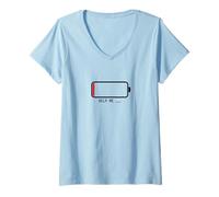Femme " Help me バッテリー 電池切れ" Vêtements de calligraphie lettrage T-Shirt avec Col en V