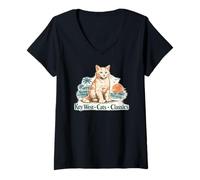 Femme Hemingway Cat Key West Cat Souvenir T-Shirt avec Col en V