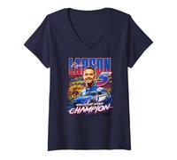 Femme Hendrick Motorsports Kyle Larson Nascar Cup Series Champion T-Shirt avec Col en V