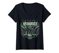Femme Hendrick Motorsports Neon Flames Iconic Car Number 59 24 48 T-Shirt avec Col en V