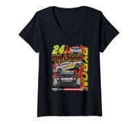 Femme Hendrick Motorsports William Byron No. 24 Flames Camaro T-Shirt avec Col en V
