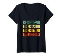 Femme Hendrix The Man The Myth The Legend Citation humoristique personnalisée T-Shirt avec Col en V