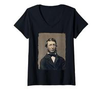 Femme Henry David Thoreau, American Philosopher T-Shirt avec Col en V