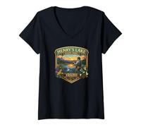 Femme Henry's Lake State Park Idaho Souvenir de pêche à la Mouche T-Shirt avec Col en V