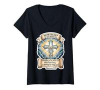 Femme Hépatologue chrétien Hépatologie is My Ministtry Doctor God T-Shirt avec Col en V