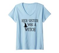 Femme Her Sister Was a Witch Bro My Sister's a Witch Sister Witchy T-Shirt avec Col en V