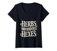 Femme Herbes et hexes Herbal Magic Esthétique T-Shirt avec Col en V
