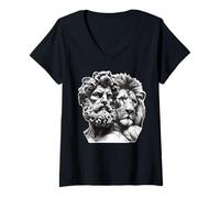 Femme Hercule Grec God Lion Mythologie T-Shirt avec Col en V