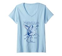 Femme Hercules Blue Power Zero To Hero T-Shirt avec Col en V