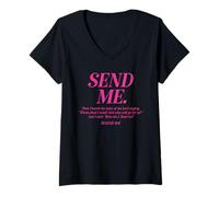 Femme Here Am I Send Me Isaiah 6:8 Verset de la Bible chrétienne Hommes Femmes T-Shirt avec Col en V