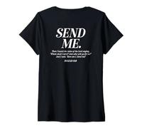 Femme Here Am I Send Me Isaiah 6:8 Verset de la Bible chrétienne Hommes Femmes T-Shirt avec Col en V