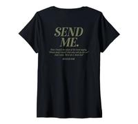 Femme Here Am I Send Me Isaiah 6:8 Verset de la Bible chrétienne Hommes Femmes T-Shirt avec Col en V
