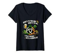 Femme Here's to You and Here's to Me Celtic Trinity Knot Blessing T-Shirt avec Col en V