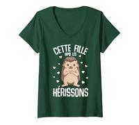 Femme Hérisson Cette Fille Aime Les Hérissons Enfant T-Shirt avec Col en V, Vert Forêt, L