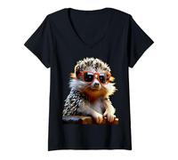 Femme Hérisson Living on The Hedge Hérisson à Ventre Blanc Ami T-Shirt avec Col en V