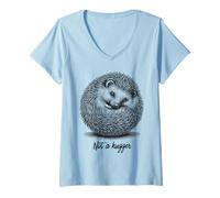 Femme Hérisson Mignon Pas Un câlin introverti timide anxieux Antisocial T-Shirt avec Col en V