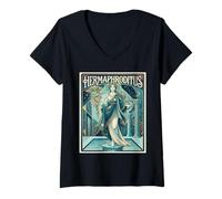 Femme Hermaphrodite - Mythologie Grecque Histoire de la Grèce Antique T-Shirt avec Col en V