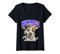 Femme Hermès Demigod Dieu Grec T-Shirt avec Col en V