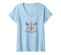 Femme Hermosa Beach California Naval - Hermosa Beach CA T-Shirt avec Col en V
