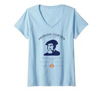 Femme Hernán Cortés Conqueror Empire aztèque Castille Conquistador T-Shirt avec Col en V